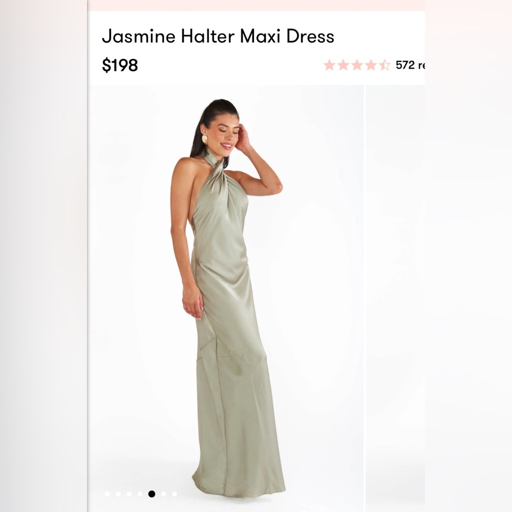 Show Me Your MuMu- Jasmine Halter Maxi Dress (Moss Green Luxe Satin)